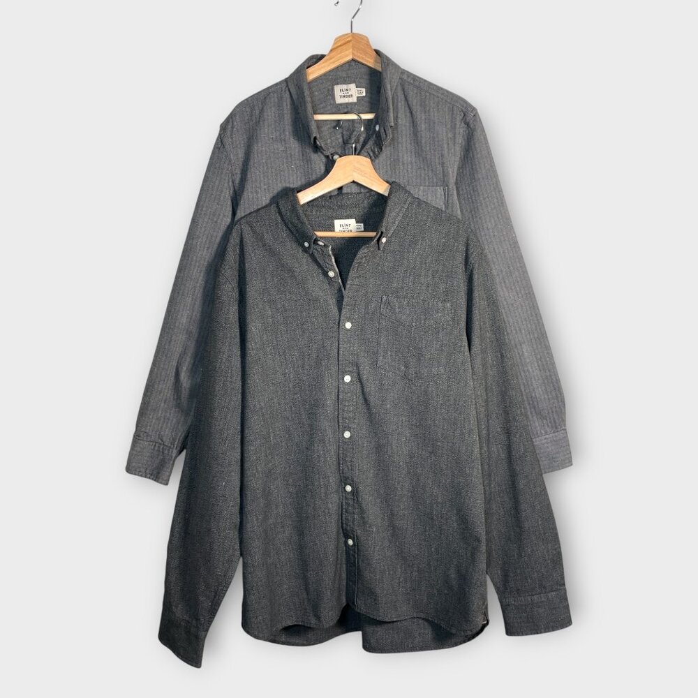 Flint & Tinder Button Down Shirt Bundle of 2 Sz XXL Gray + Gray Herringbone EUC